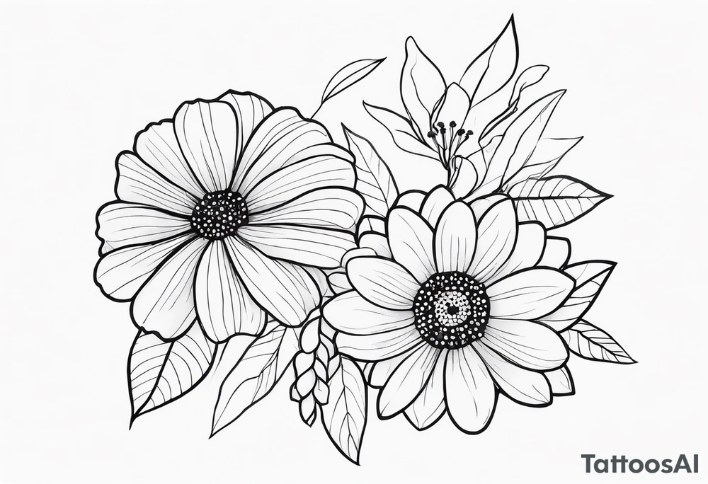 flowers and lady bugs tattoo idea