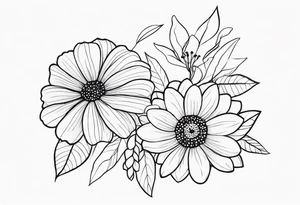 flowers and lady bugs tattoo idea