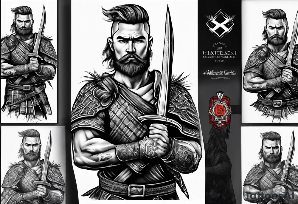 Scottish highland warrior tattoo idea