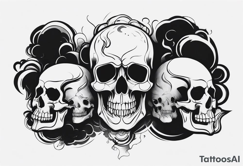 Skulls in smoke tattoo idea