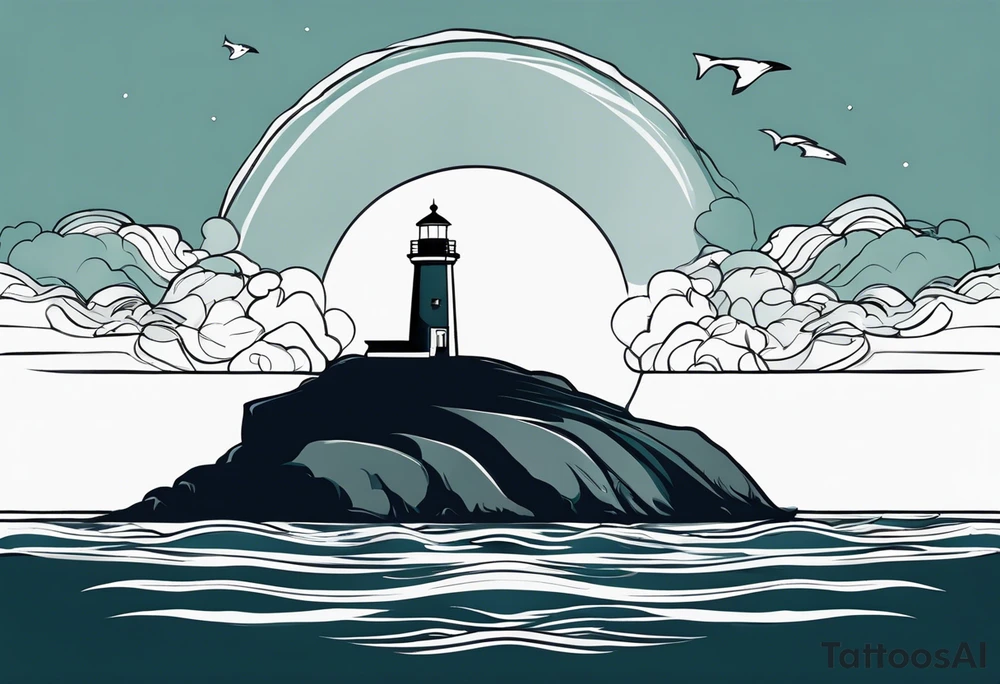 farol em meio ao oceano tattoo idea