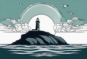 farol em meio ao oceano tattoo idea