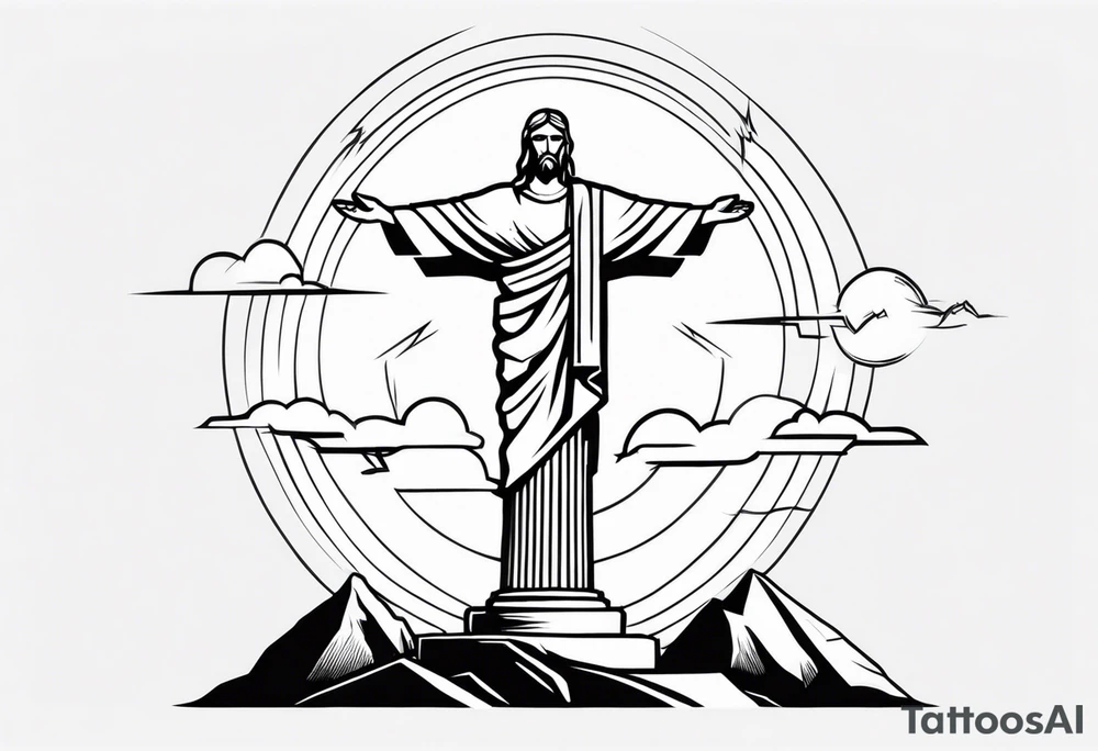 Christ the reedeemer with lightning tattoo idea