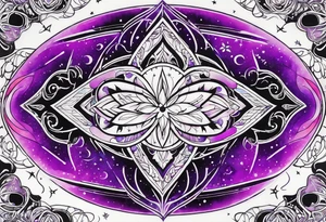 Galaxy imagery with bright blacklight-colored purple tattoo idea