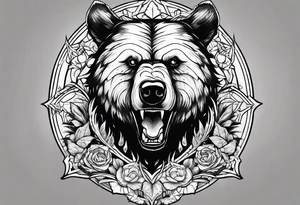 Insane killing bear Gothic primal tattoo idea