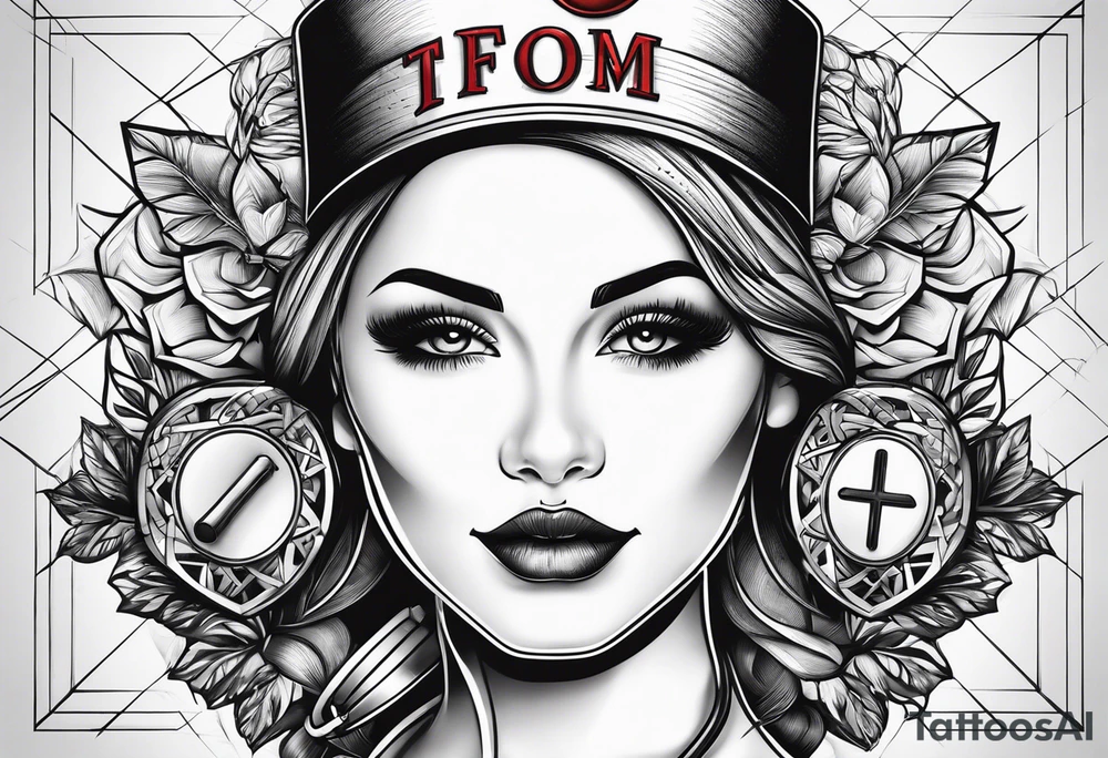 nurse hat, hospital, cross, stethoscope, needle tattoo idea