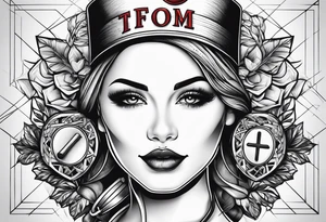 nurse hat, hospital, cross, stethoscope, needle tattoo idea