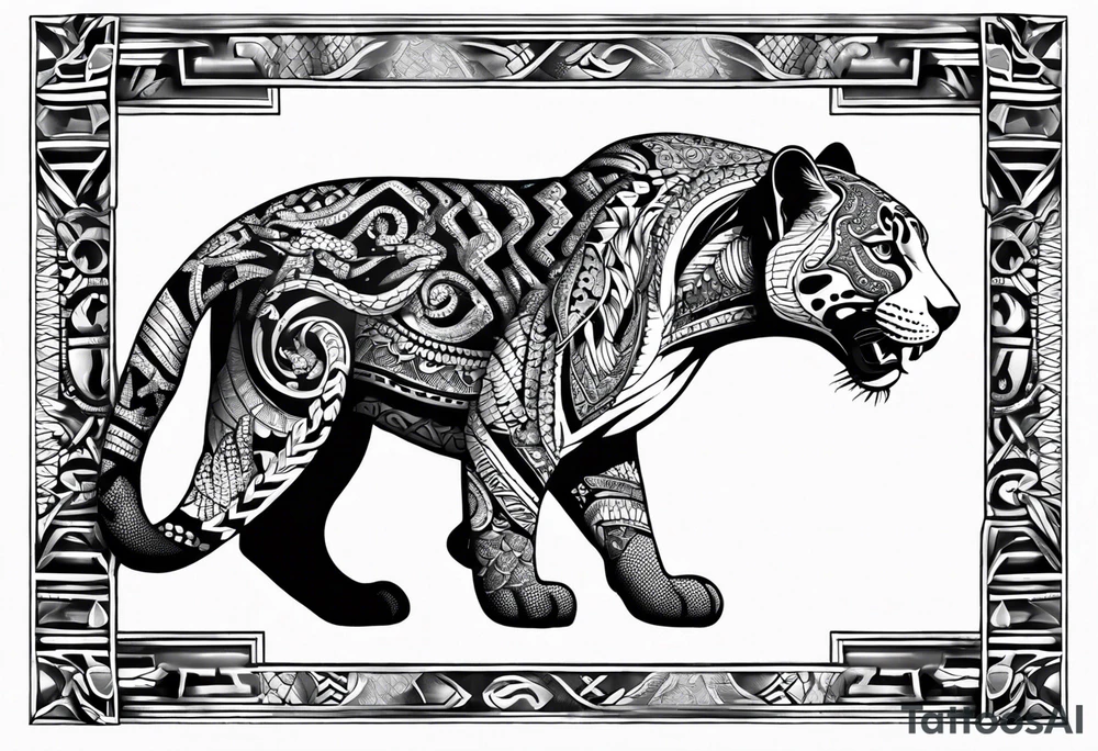 aztec black jaguar with snake tattoo idea