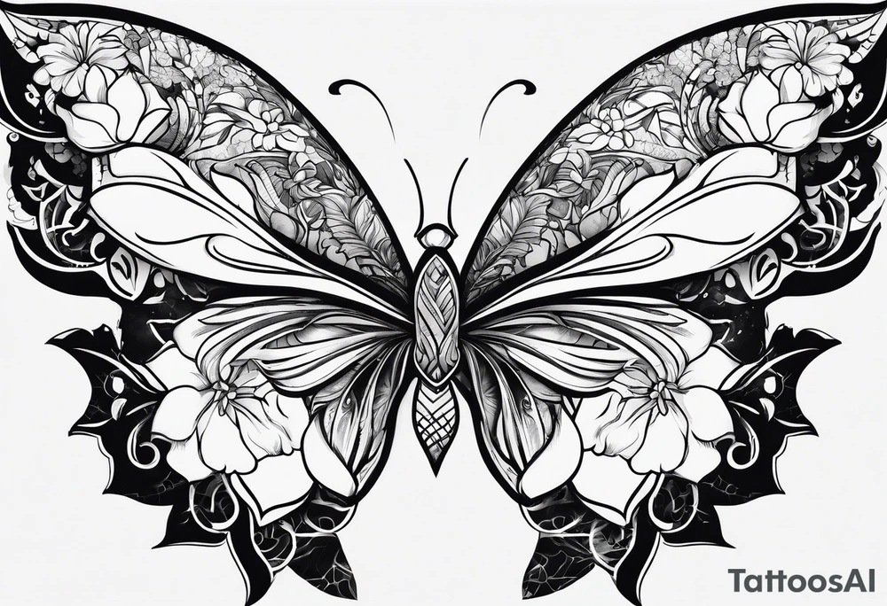 wing, flower, tattoo idea