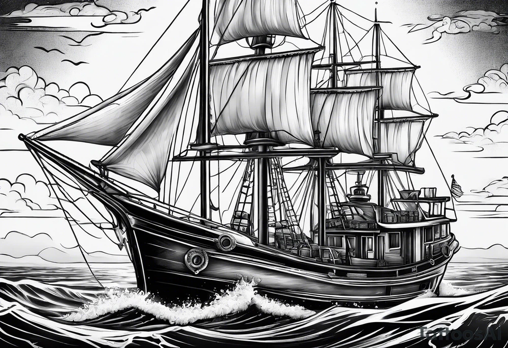 Deep Sea Fishing 
Boat
Beers
Cigars tattoo idea