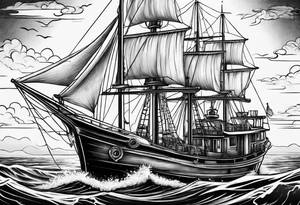 Deep Sea Fishing 
Boat
Beers
Cigars tattoo idea