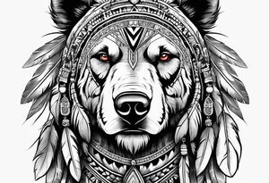 Native american medicine man in bear skin tattoo idea