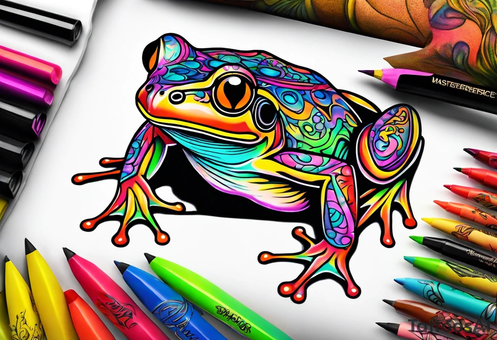 a psychedelic frog tattoo idea