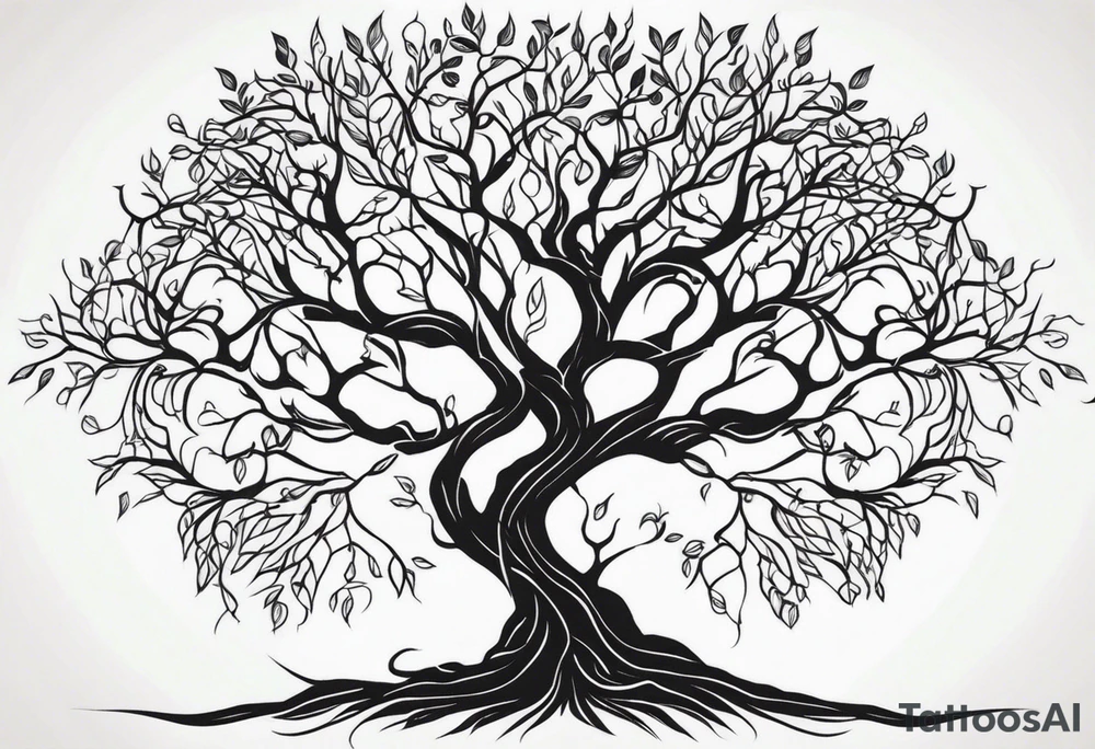natural elements like a tree with sprawling branches and roots, which can spread across your back tattoo idea