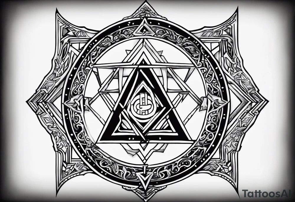 Its a pagan charm of the tetragrammaton to represent Rebecca Sierra 's connection to God as a chosen one tattoo idea