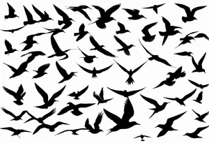 20 Silhouettes of an Arctic Tern flying. White space between each Silhouette tattoo idea