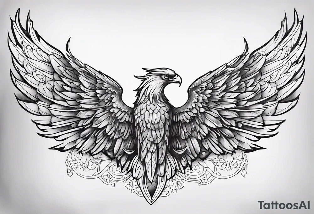 Black archangel wing tattoo idea