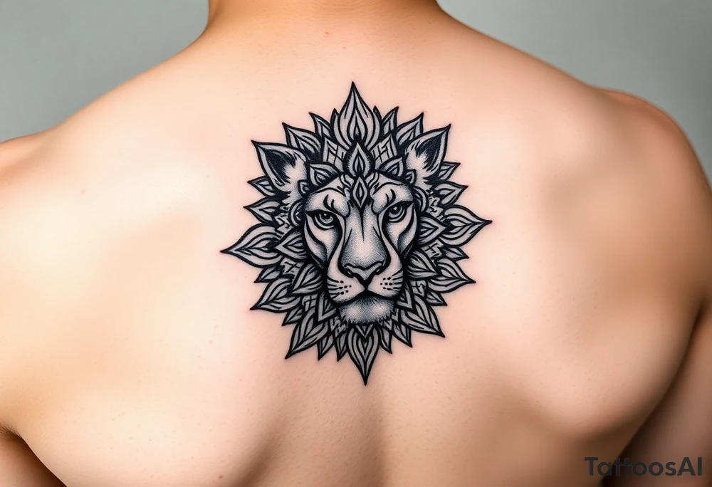 mandala pattern lion tattoo idea