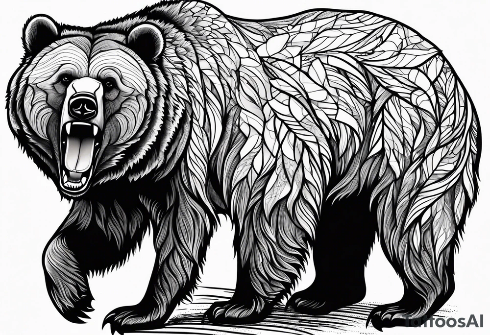 Climbing grizzly bear tattoo idea