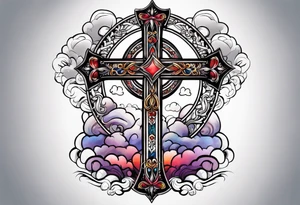 Cross tattoo with clouds tattoo idea