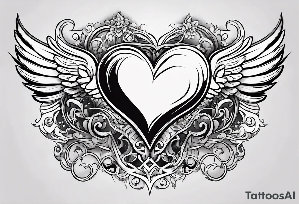 A heart in the form of the number 22 with wings tattoo idea