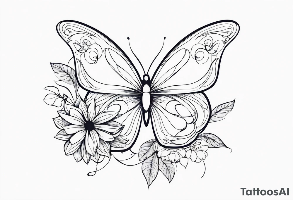 Flowers butterfly blue bird tattoo idea