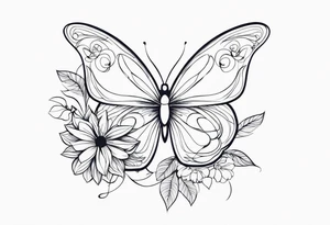 Flowers butterfly blue bird tattoo idea