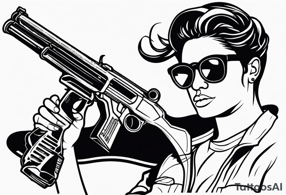 capricorn with sunglasses and shotgun tattoo idea