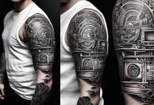 sleeve tattoo design describing a computer part tattoo idea