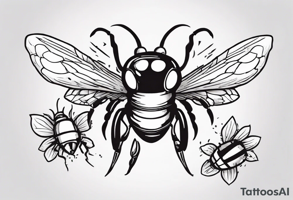 kleine Biene im Comic still von der seite gezeichnet tattoo idea