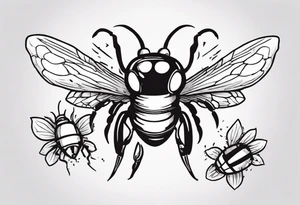 kleine Biene im Comic still von der seite gezeichnet tattoo idea