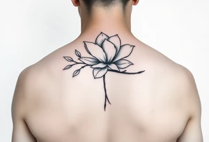 Long magnolia branch with botanical details tattoo idea