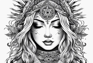 a sun with hair tattoo idea