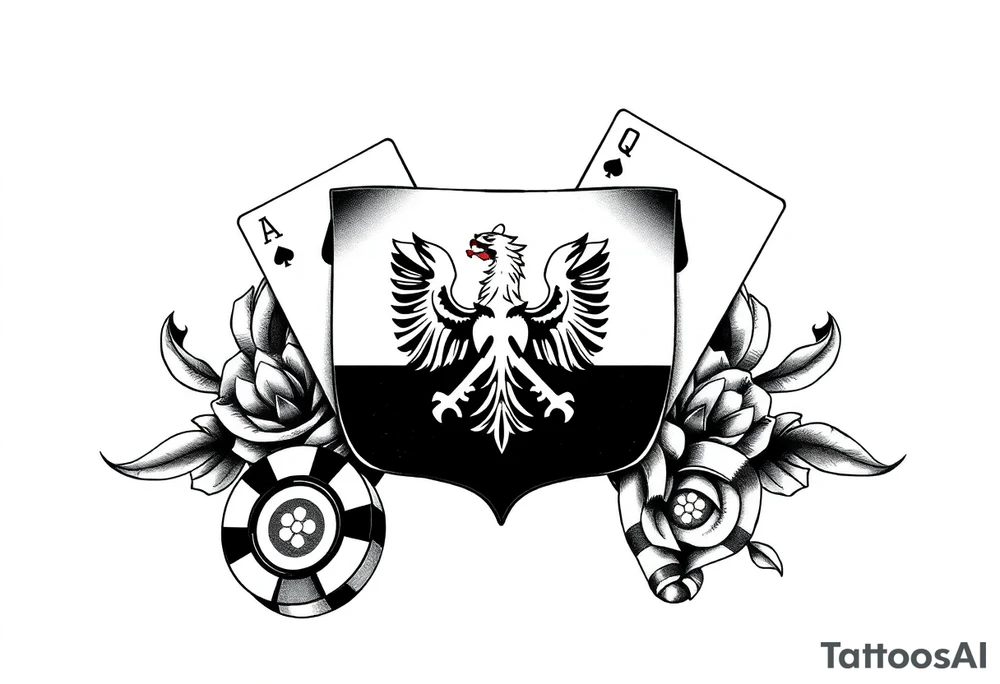Poland symbol and poker cards Add casino money to it. tattoo idea