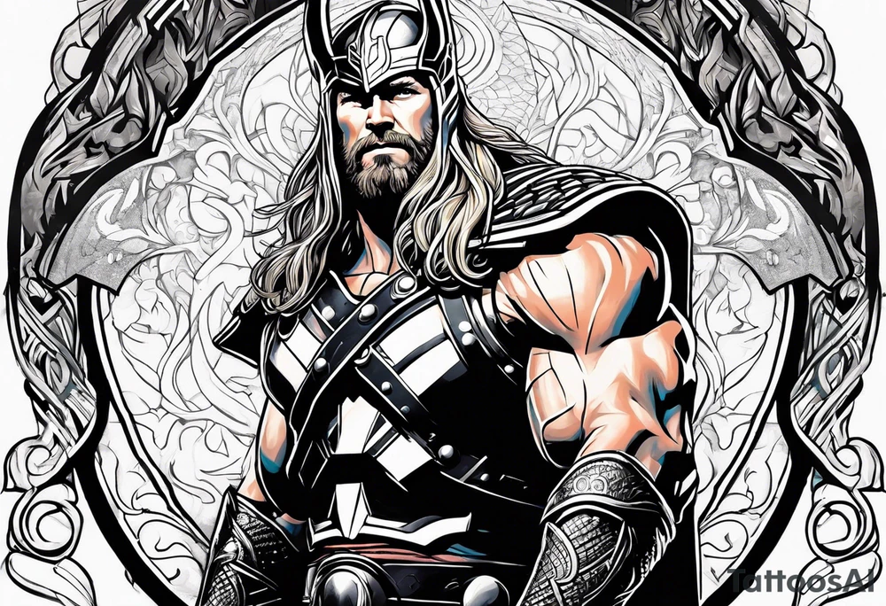 Thor with an Atheist "A" in the background tattoo idea