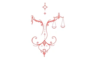 Tattoo that combines the star sign Taurus and Libra ,in red , down the spine tattoo idea