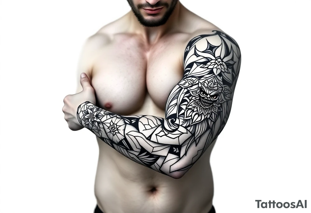 bold line shaman and witch style tattoo idea