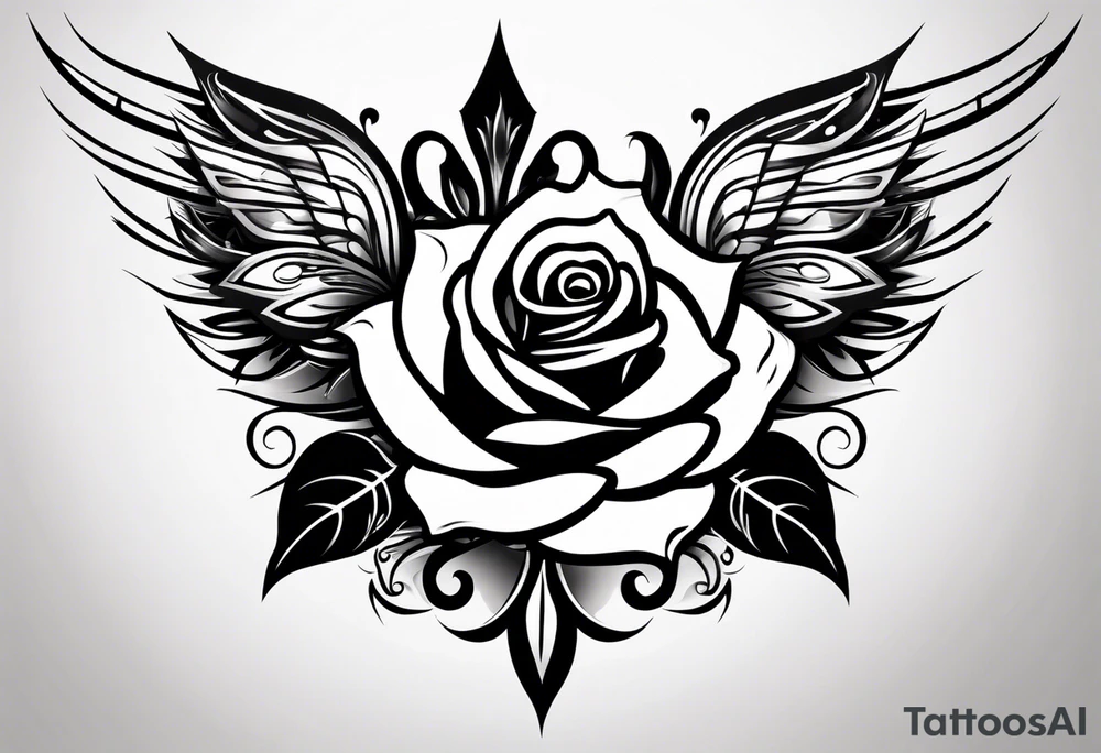 forearm tattoo
tribal wing includin a rose tattoo idea