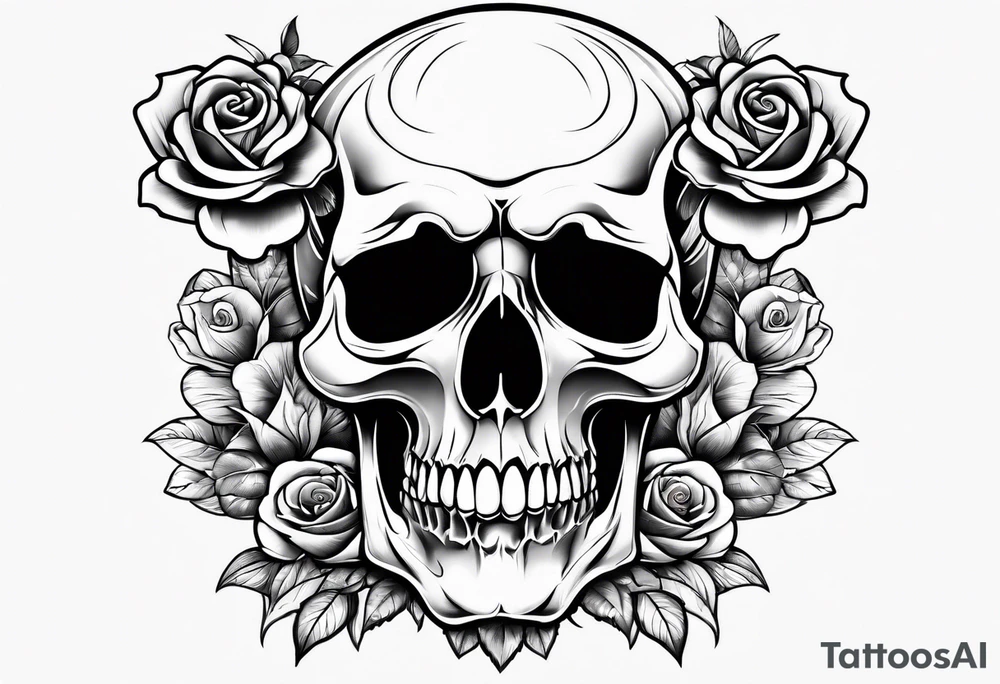 skull and roses tattoo idea