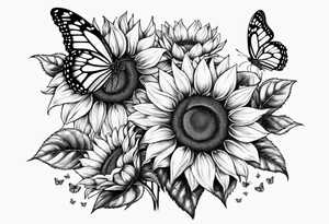sunflowers with butterflies tattoo idea