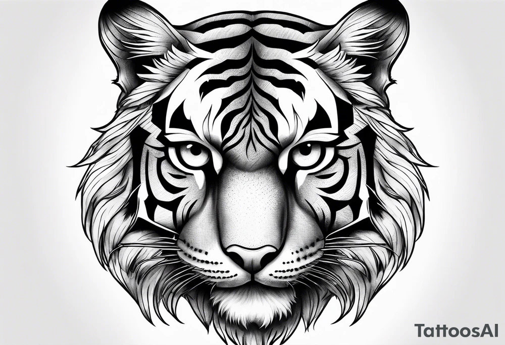Tiger with owl eyes tattoo idea
