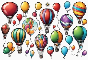 coloful balloons tattoo idea