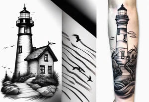 Lighthouse together with house tattoo idea