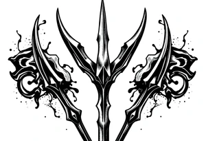 trident with cool background tattoo idea