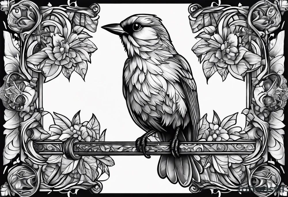 Bird resting on a cross tattoo idea