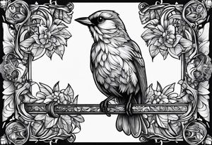 Bird resting on a cross tattoo idea