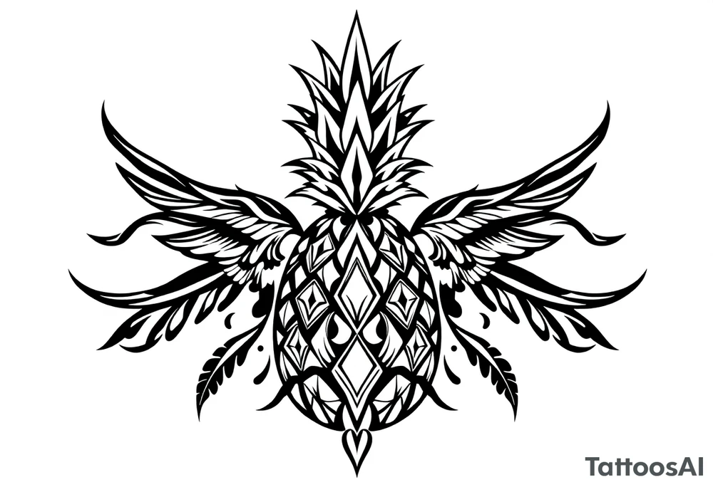pineapple with diamonds  and magestic, crown, vagina, anus, pubic tattoo idea