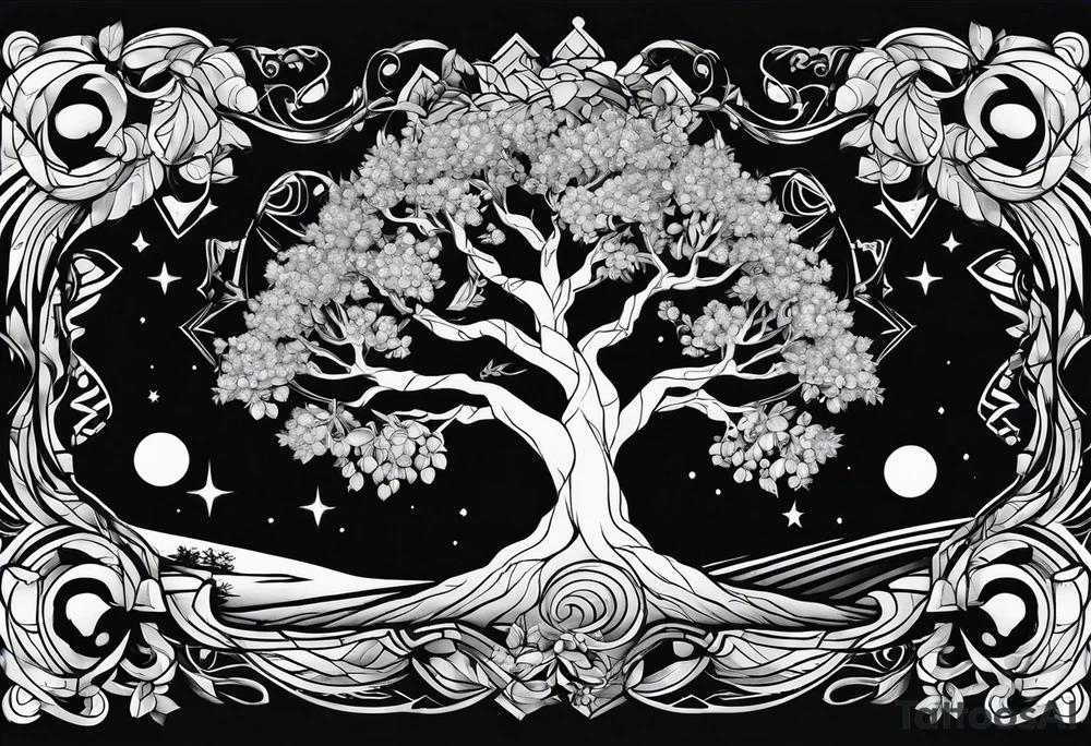 A psychedelic olivevtree tattoo idea