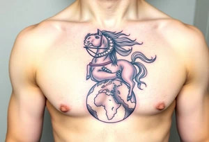 half-man half-horse with bow hovering over the world tattoo idea
