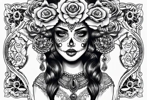 muertos style girl tattoo idea